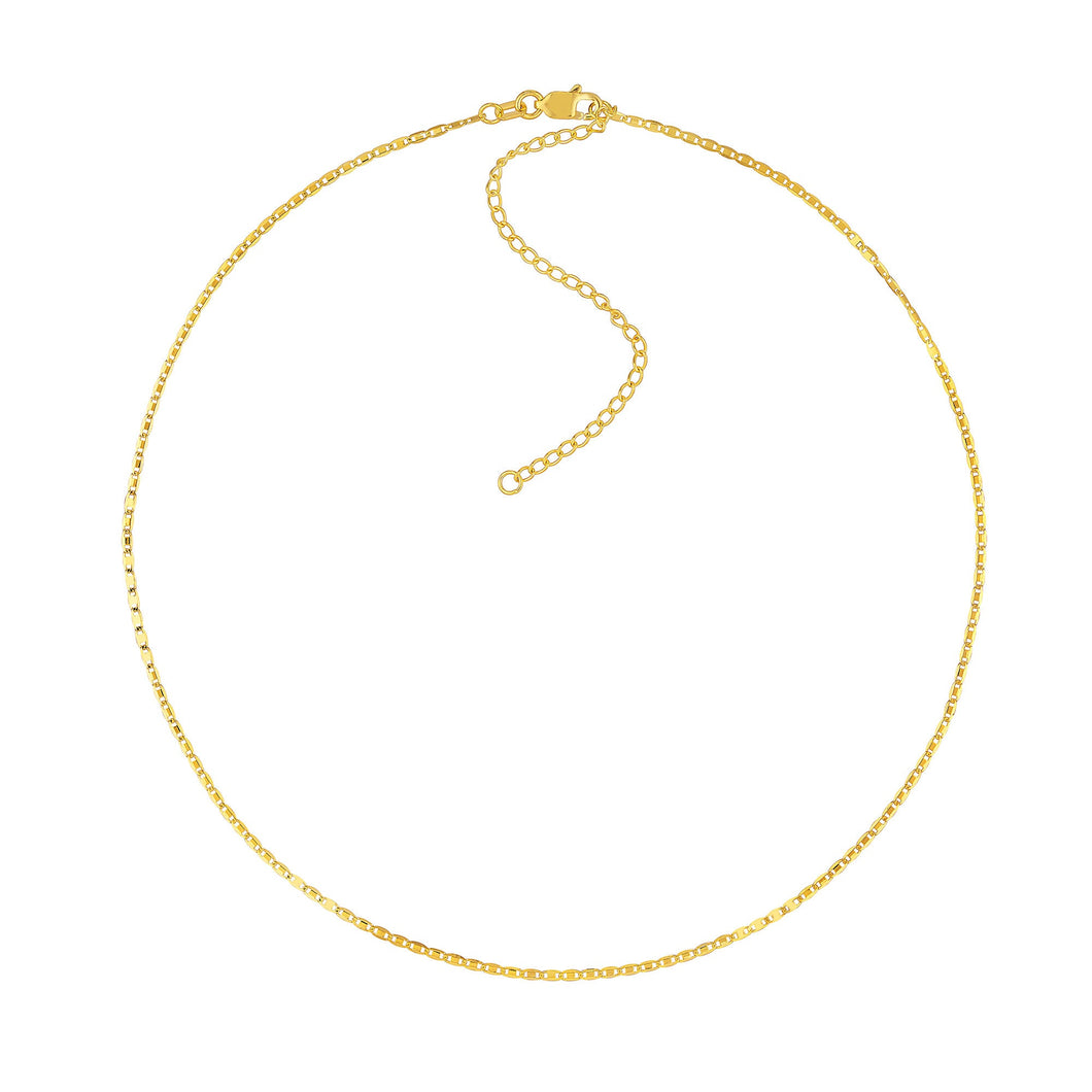 Yellow Gold Solid Valentino Adjustable Necklace 1.25mm - 16 Inches