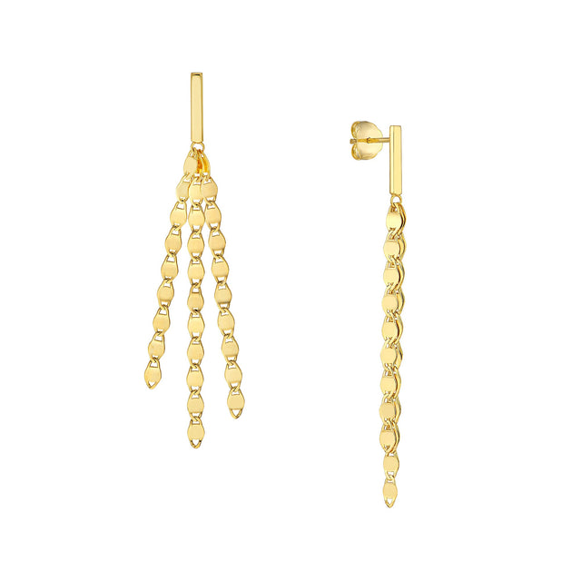 Yellow Gold Solid Valentino Drop Earrings