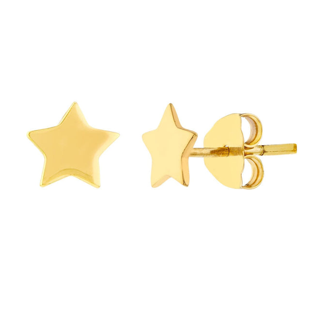 Yellow Gold Star Stud Earrings