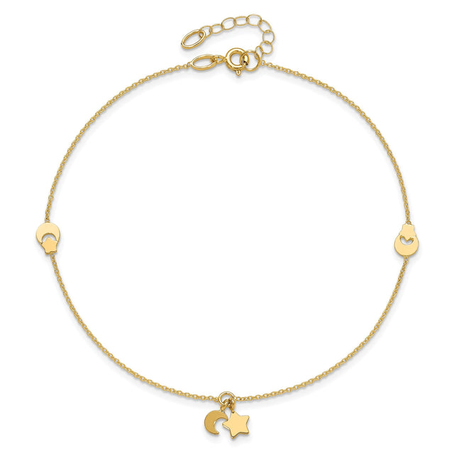 Yellow Gold Star and Moon Station Anklet