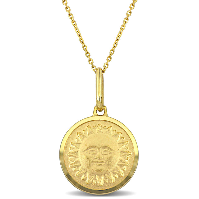 Yellow Gold Sun Pendant Necklace