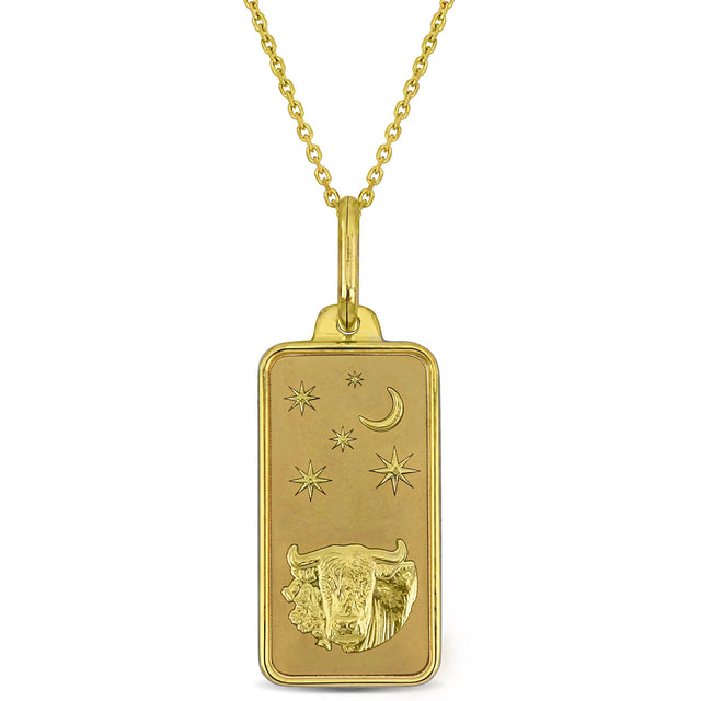 Yellow Gold Taurus Zodiac Sign Pendant Necklace