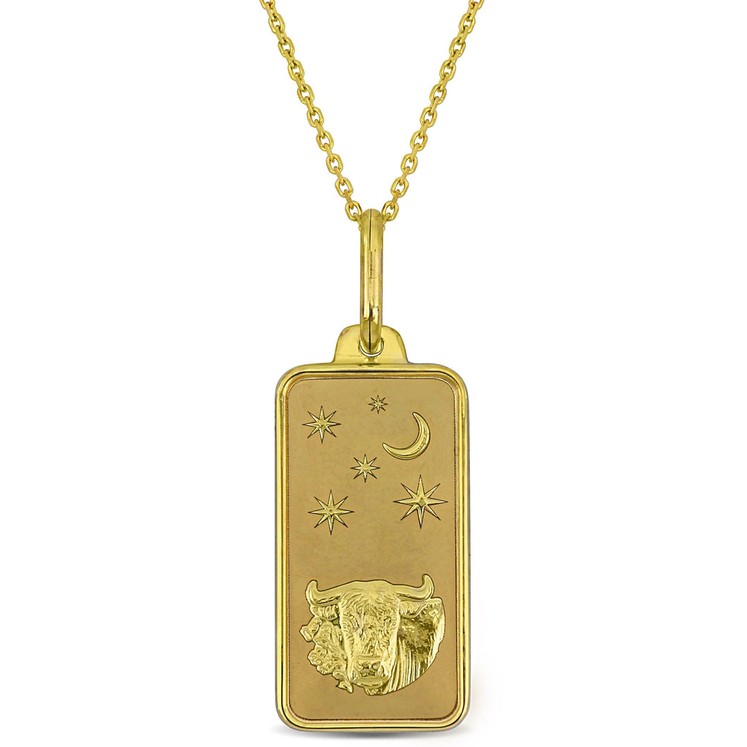 Yellow Gold Taurus Zodiac Sign Pendant Necklace