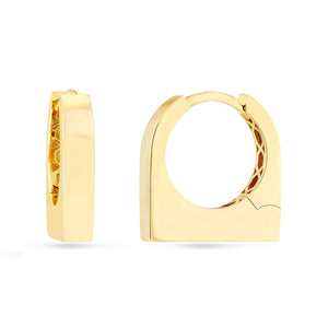 Yellow Gold Thick Bar Huggie Hoop Earrings