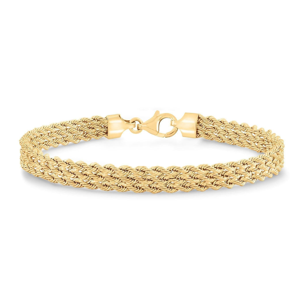 Yellow Gold Triple Strand Rope Bracelet
