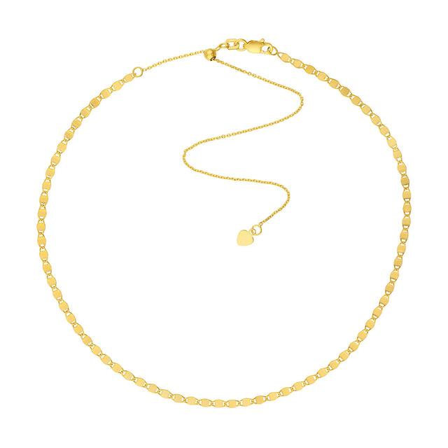Yellow Gold Valentino Adjustable Slider Solid Beaded Necklace 2.7mm - 17 Inches