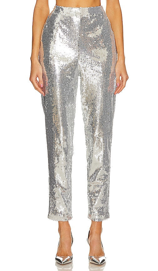 Yumi Kim Sochi Pant in Metallic Silver - Pantalon Yumi Kim Sochi en argent métallisé - Yumi Kim Sochi 金属银色长裤 - Yumi Kim Sochi Hose in Metallic-Silber - Yumi Kim 소치 팬츠 - Pantaloni Yumi Kim Sochi in argento metallizzato