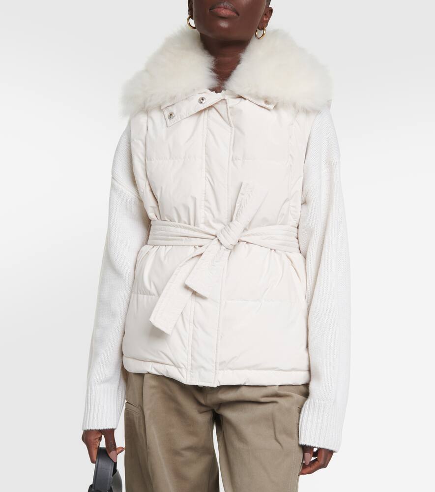 Yves Salomon Belted shearling-trimmed down jacket