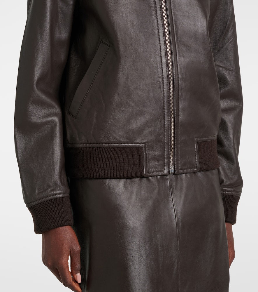 Yves Salomon Leather bomber jacket