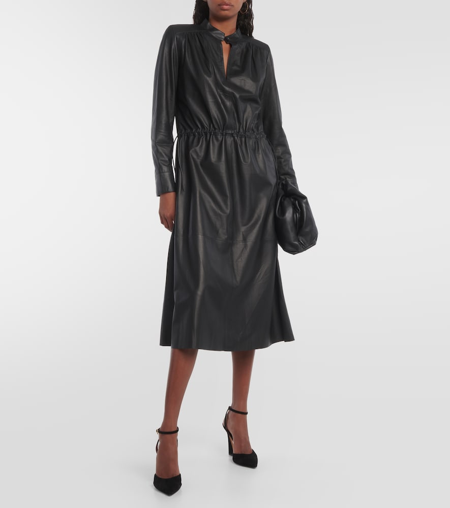 Yves Salomon Leather midi dress