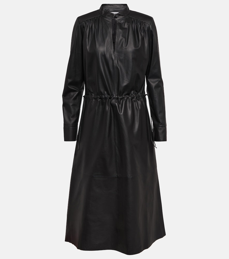 Yves Salomon Leather midi dress. 伊夫·萨洛蒙皮革中长连衣裙