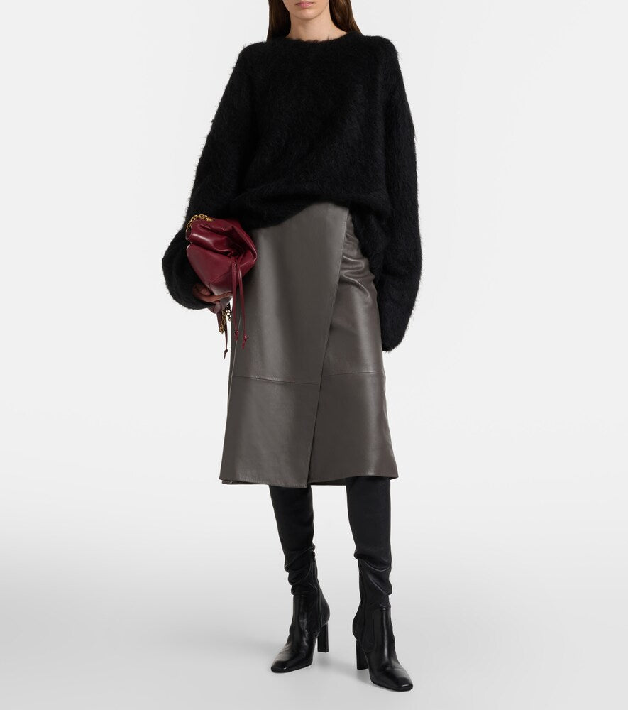 Yves Salomon Leather midi skirt