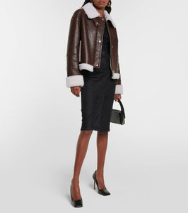 Yves Salomon Shearling-trimmed leather jacket