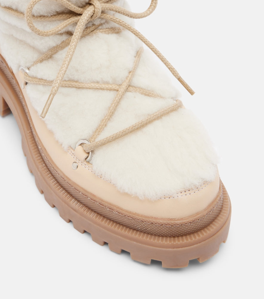 Yves Salomon Shearling and leather ankle boots (White) - Flat Boots