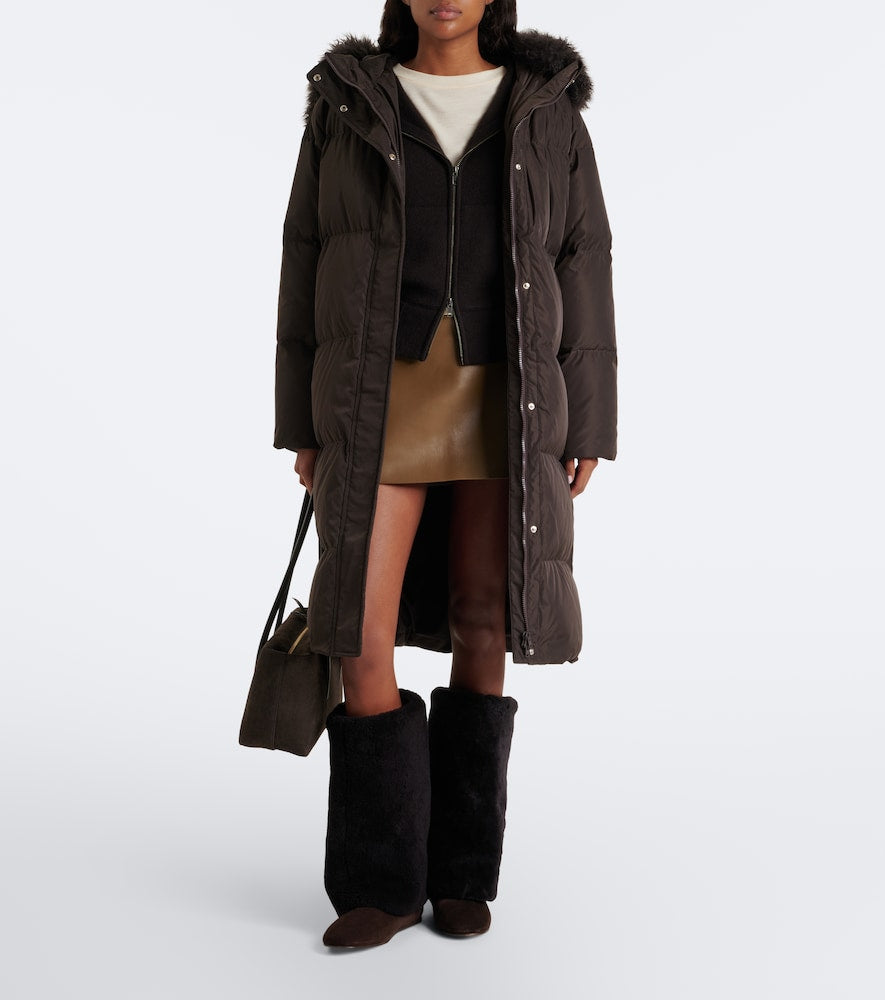 Yves Salomon Shearling and suede knee-high boots (Brown) - Flat Boots