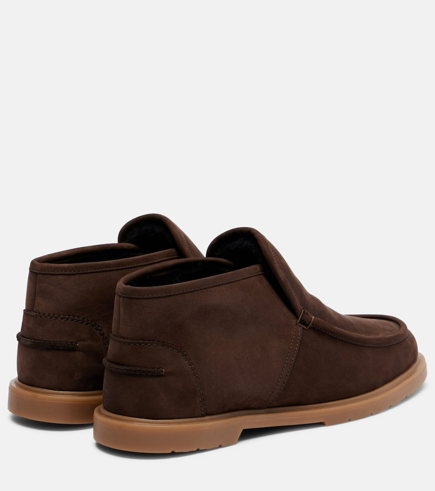 Yves Salomon Shearling-lined suede ankle boots in Brown - Flat Boots