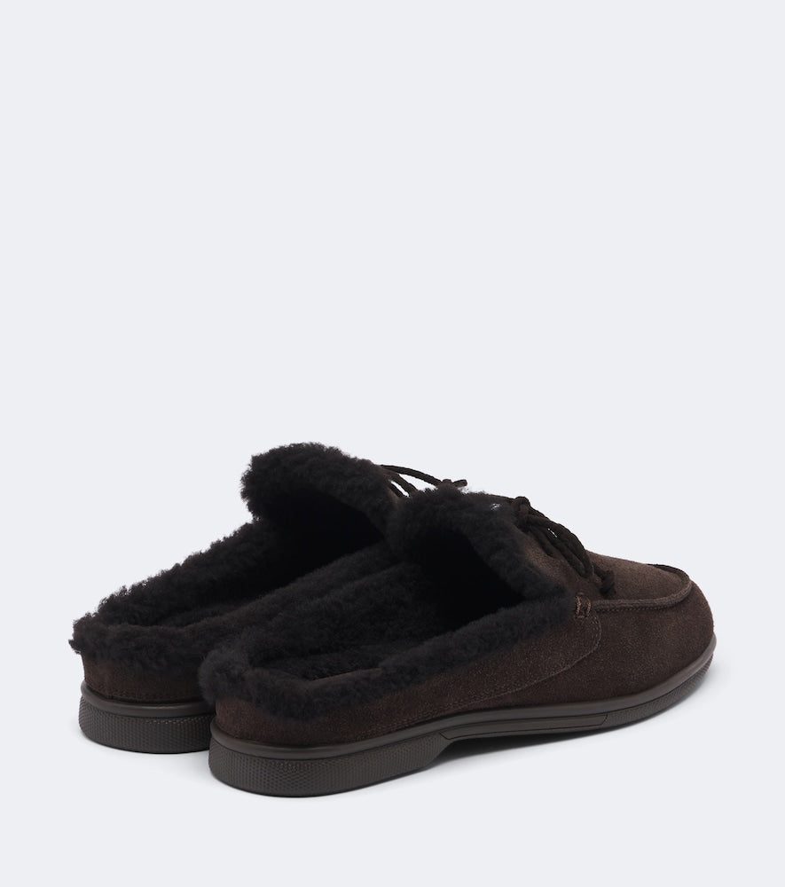 Yves Salomon Shearling-lined suede mules in Brown - Mules