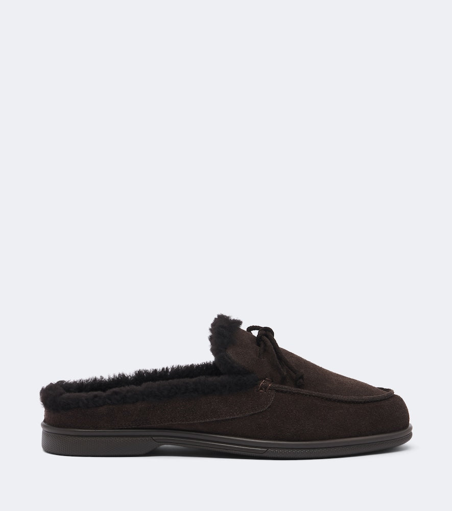 Yves Salomon Shearling-lined suede mules in Brown - Mules