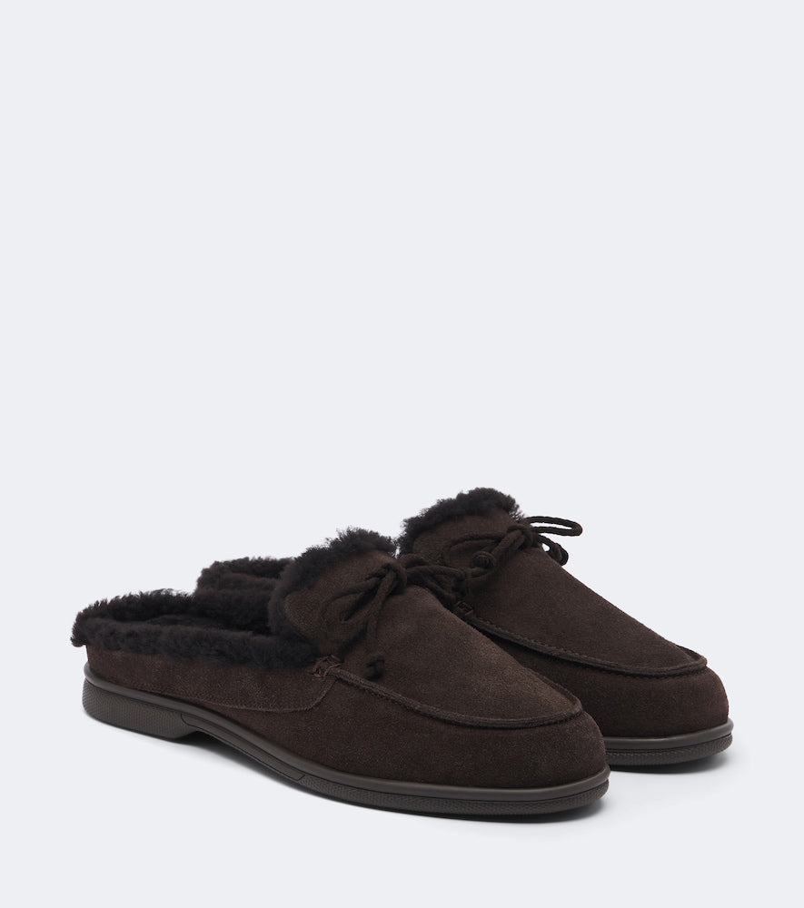 Yves Salomon Shearling-lined suede mules in Brown - Mules