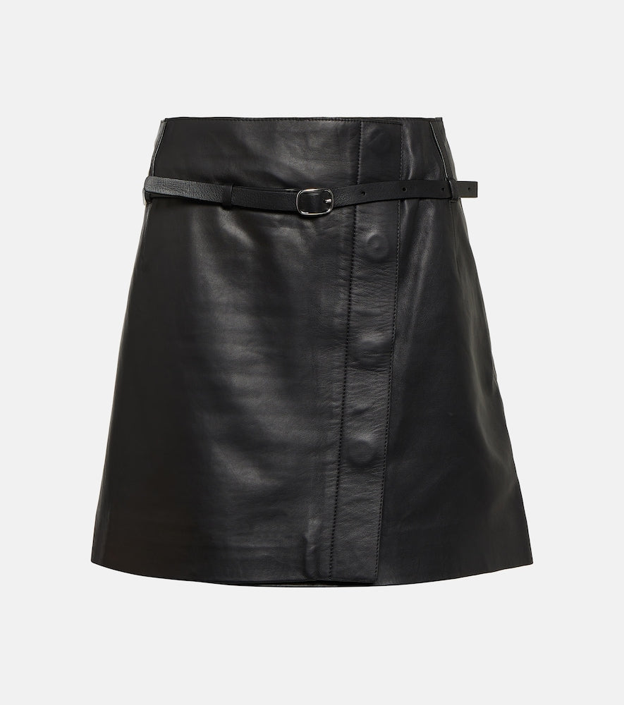 Yves Salomon Wrap leather miniskirt - 伊夫·萨洛蒙裹身皮革迷你裙