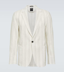 Zegna Chalk stripe linen-blend blazer