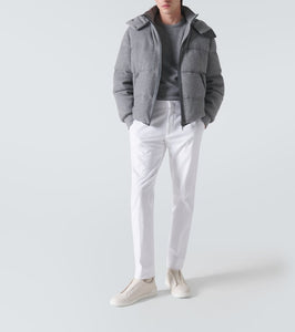 Zegna Ribbed-knit cashmere-blend down jacket