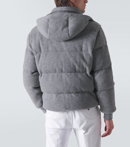 Zegna Ribbed-knit cashmere-blend down jacket