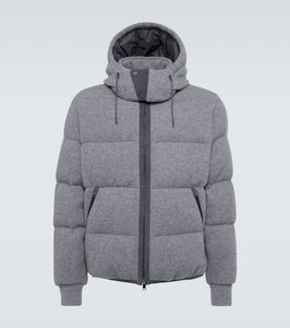 Zegna Ribbed-knit cashmere-blend down jacket