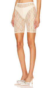 Zemeta Flower Mesh Biker Shorts in Ivory