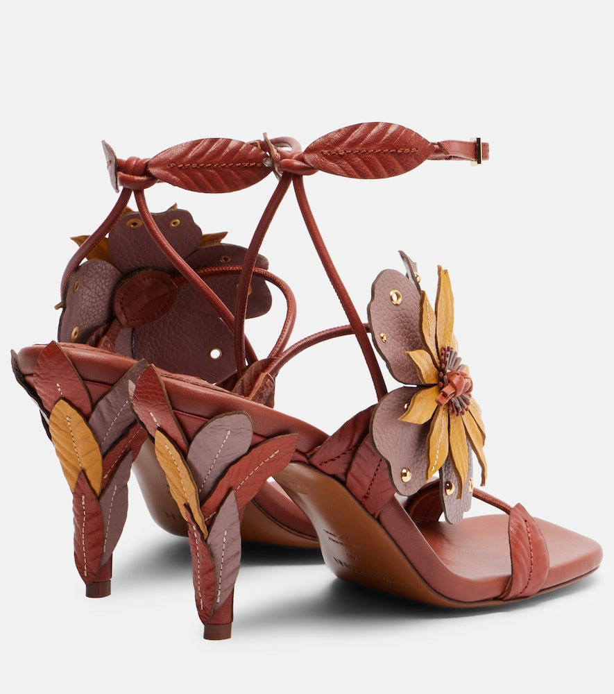 Zimmermann Brightside floral-applique leather sandals
