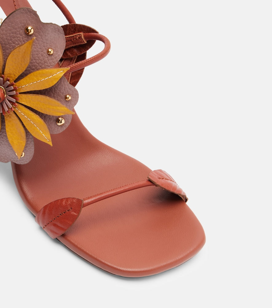 Zimmermann Brightside floral-applique leather sandals
