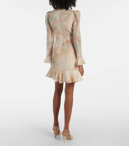 Zimmermann Crush floral linen and silk minidress