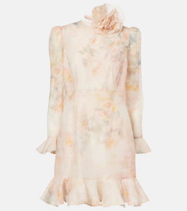 Zimmermann Crush floral linen and silk minidress