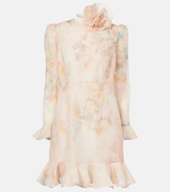 Zimmermann Crush floral linen and silk minidress