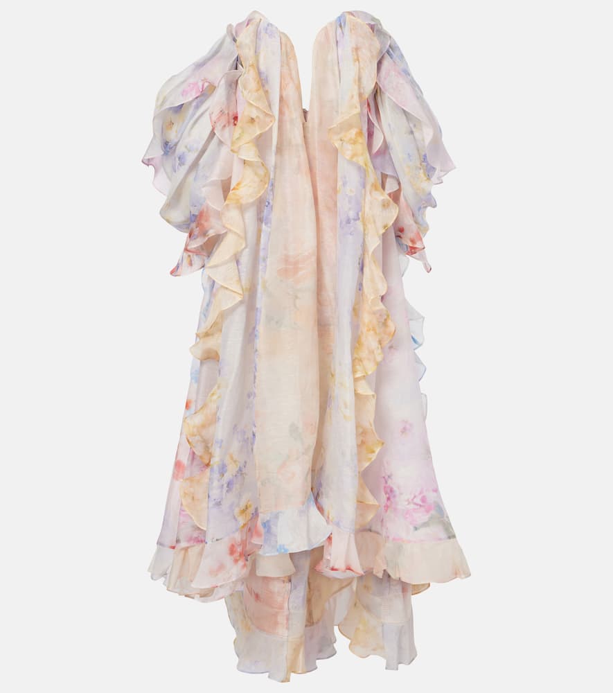 Zimmermann Crush linen and silk organza bustier gown