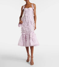 Zimmermann Floral-appliqu√É¬© linen and silk bustier gown