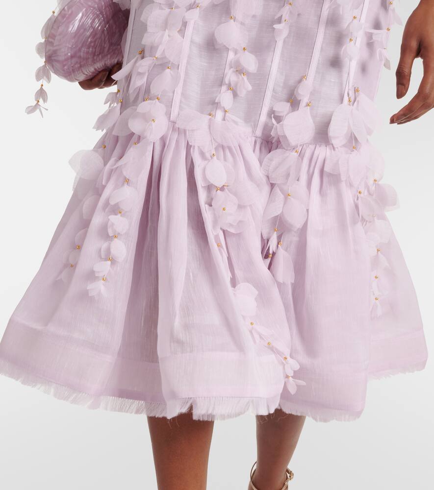 Zimmermann Floral-appliqu√É¬© linen and silk bustier gown