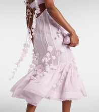 Zimmermann Floral-appliqu√É¬© linen and silk bustier gown