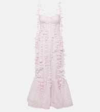 Zimmermann Floral-appliqu√É¬© linen and silk bustier gown
