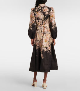 Zimmermann Floral linen midi dress