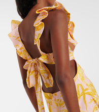 Zimmermann Golden Ruffle floral linen minidress