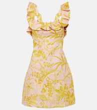 Zimmermann Golden Ruffle floral linen minidress. Zimmermann 金色荷叶边花卉亚麻迷你连衣裙