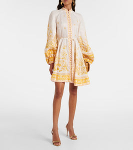Zimmermann Golden floral linen minidress