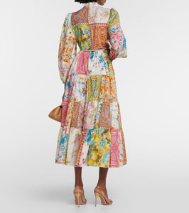 Zimmermann Halcyon patchwork cotton midi dress