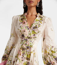 Zimmermann Halliday Plunge floral linen minidress