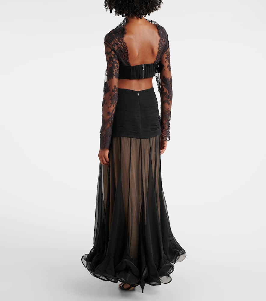 Zimmermann Illustration Flounce lace-trimmed silk gown
