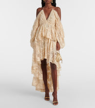 Zimmermann Illustration asymmetric floral lace minidress