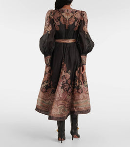 Zimmermann Illustration linen and silk midi dress