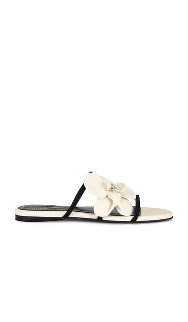 Zimmermann Orchid Slide in White | Macadamia Flat Sandals for Women