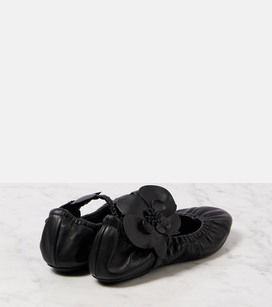Zimmermann Orchid floral-appliqu√É¬© leather Mary Jane flats